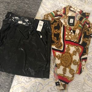 FASHION NOVA BODYSUIT AND LATEX SKIRT